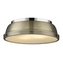 Golden 3602-14 CH-AB - Yep by Golden Lighting Duncan 2-light Flush Mount in Chrome and Aged Brass shade
